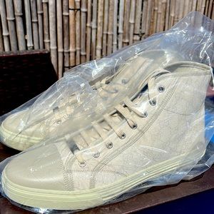Gucci White Monogram High Top Sneakers